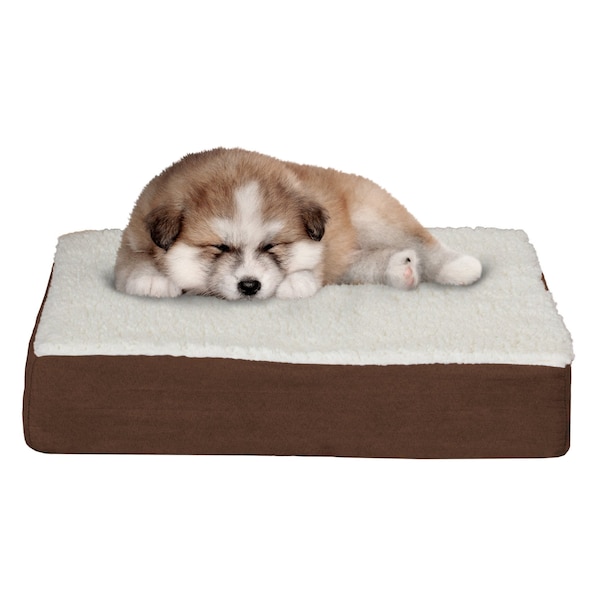 Pet Adobe Orthopedic Sherpa Top Pet Bed with Memory Foam and Removable Cover 20x15x4 Brown by Pet Adobe 516981YOY - main